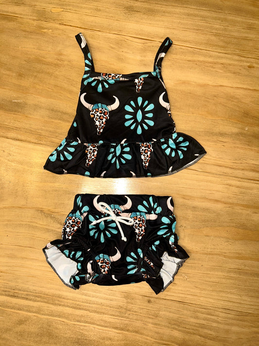 Turquoise Cowgirl Bummie Set