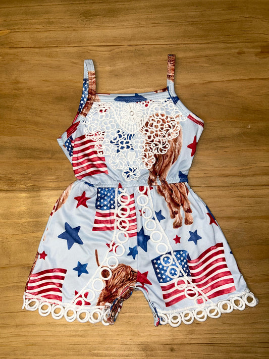 USA Highland Cow Romper