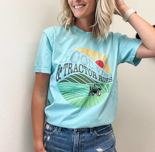 Good Vibes & Tractor Rides Tee - RiverRiseCattleCo